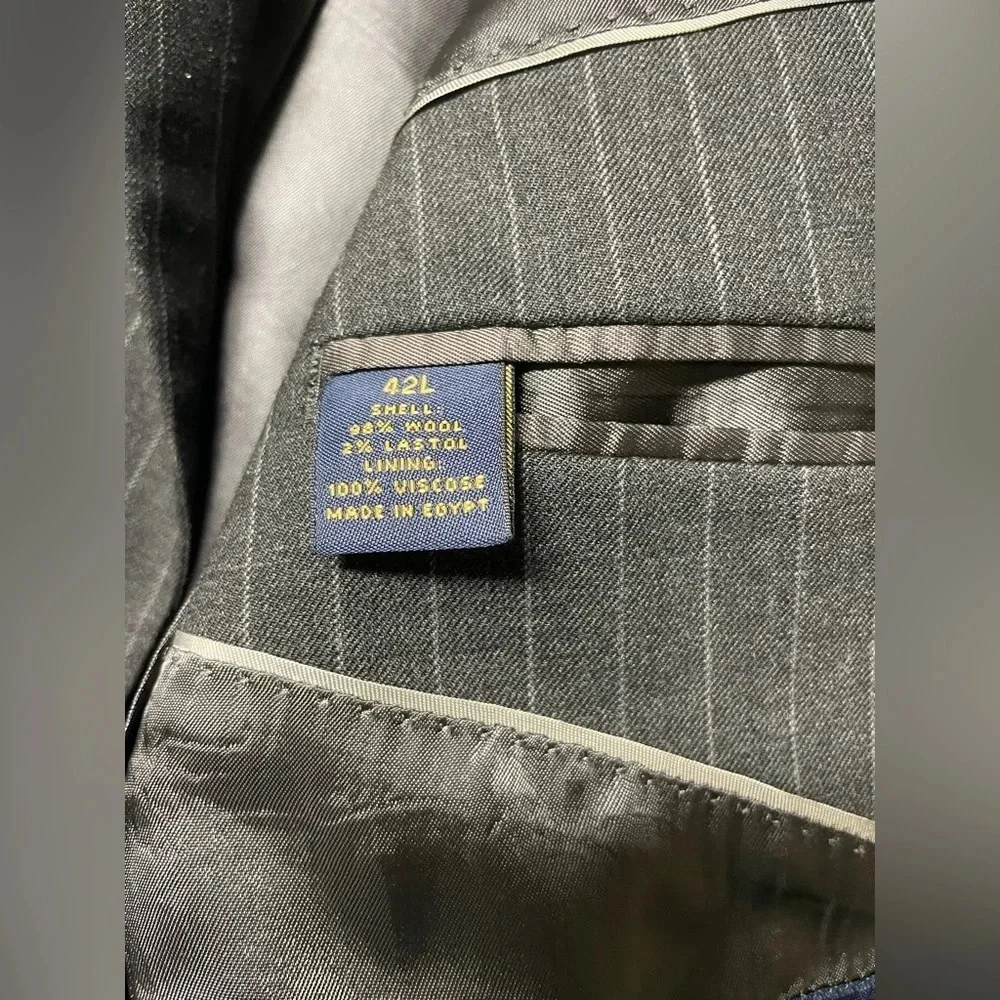Brooks Brothers 346 Stretch Wool Blazer Pinstripe 2 Button Office Work Size 42L